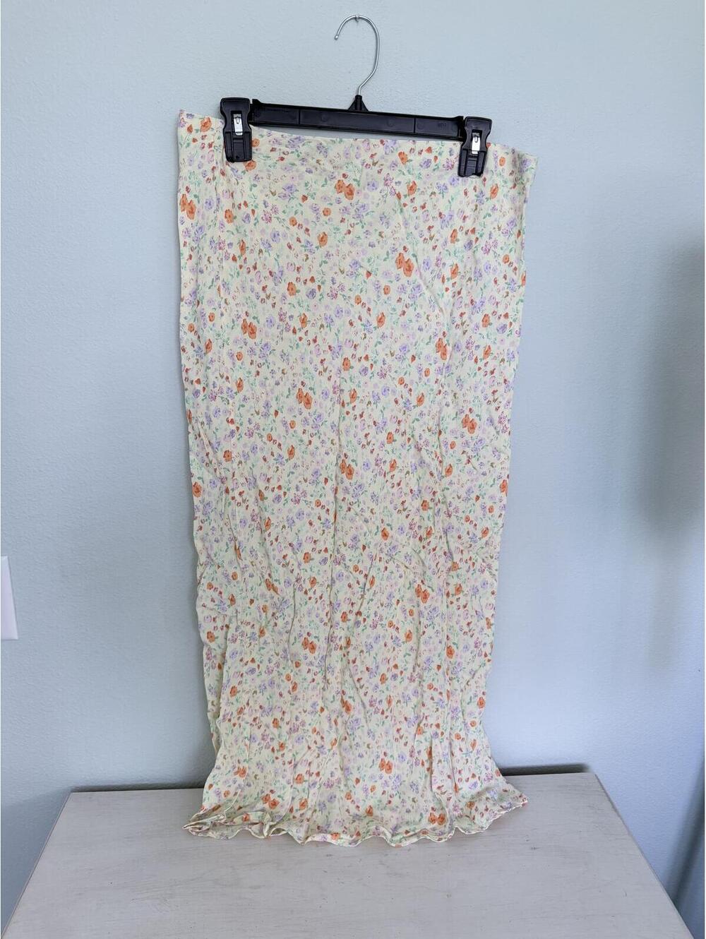 Floral Print Lightweight Skirt Yellow Wild Fable